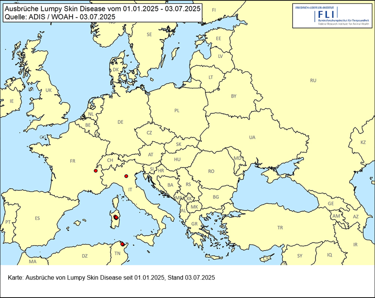 Europakarte mit eingezeichneten Ausbrüchen