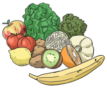 Verschiedene Gemüse- und Obstsorten